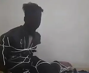 Faggot marionette restrain bondage in suit